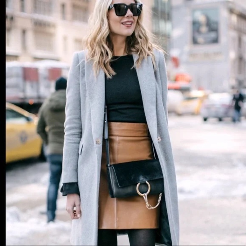 Lord & Taylor Camel Tan Leather Pencil Skirt SZ.12